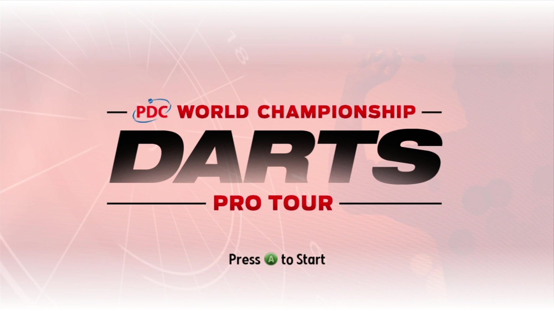 PDC World Championship Darts Pro Tour title screen for Xbox 360